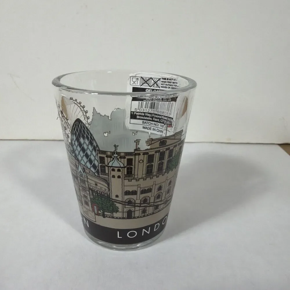 London Shot Glass Souvenir with London City Sights New w/Tag